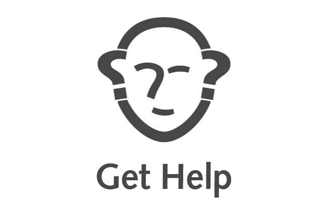 A face and the words Get Help